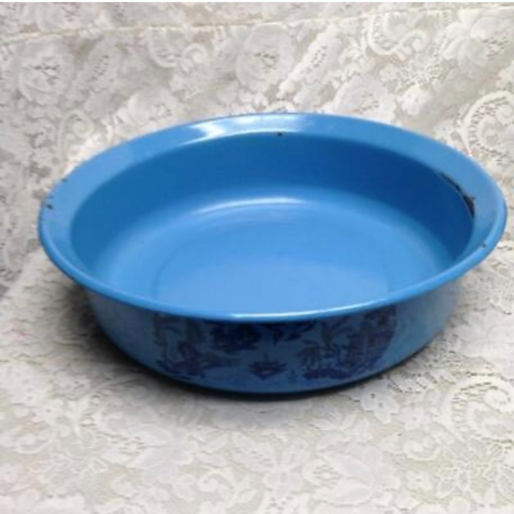 Antique, Rare, French Blue Willow Enamelware Set, Wash Bowl 16in-Pitcher 12in H