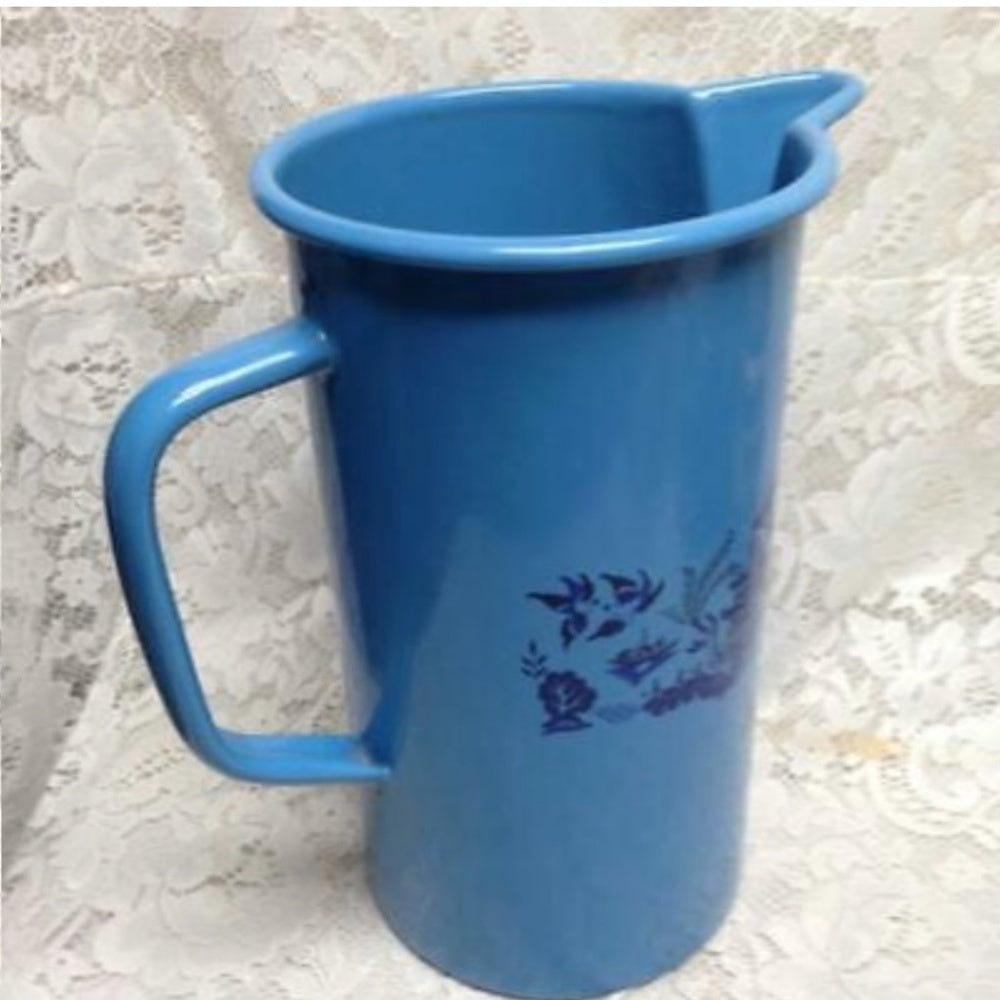 Antique, Rare, French Blue Willow Enamelware Set, Wash Bowl 16in-Pitcher 12in H