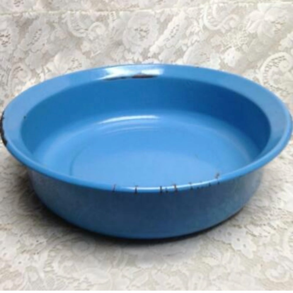 Antique, Rare, French Blue Willow Enamelware Set, Wash Bowl 16in-Pitcher 12in H