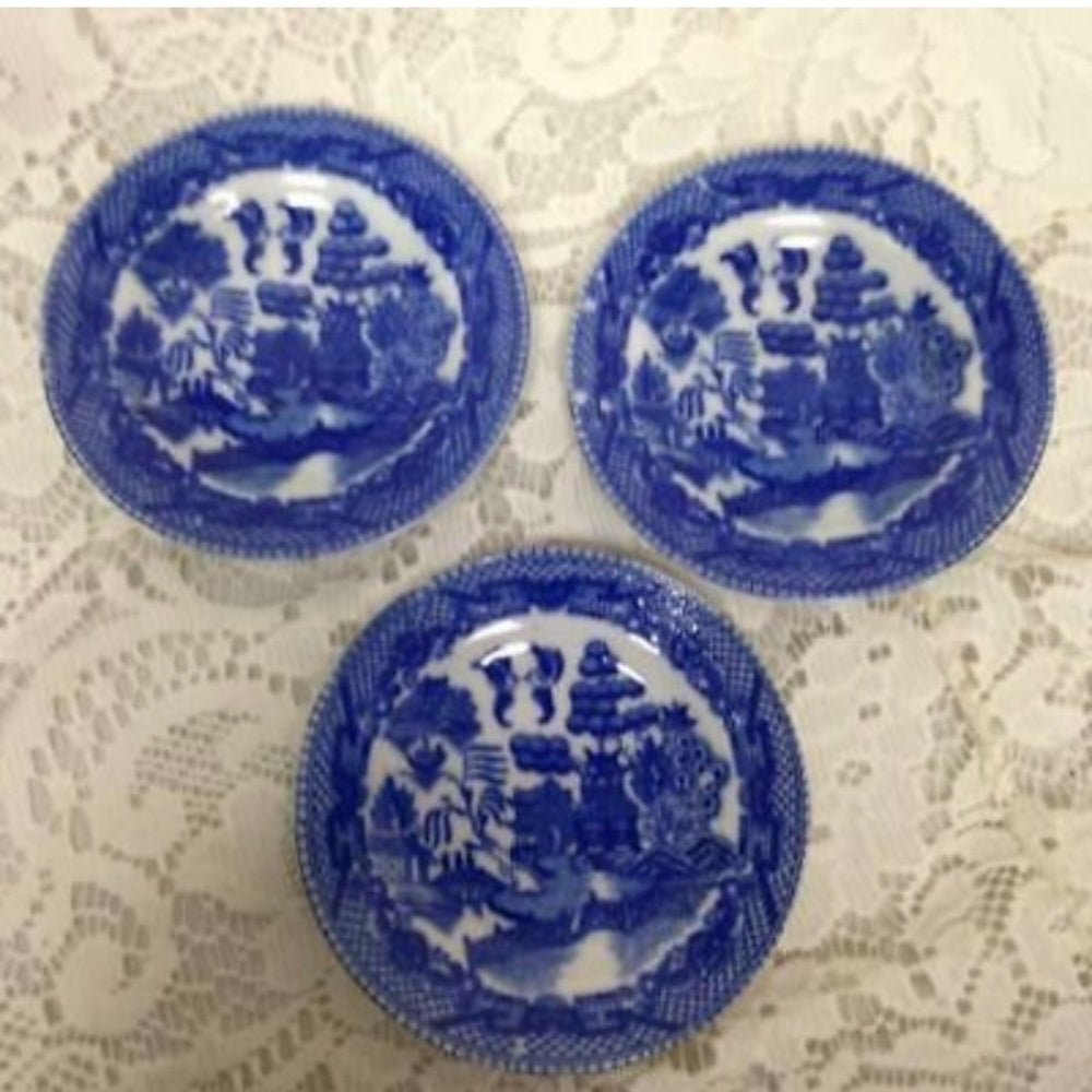 Vintage, Japan, Blue Willow, 12pc Child’s Tea Set for 3 in a Basket