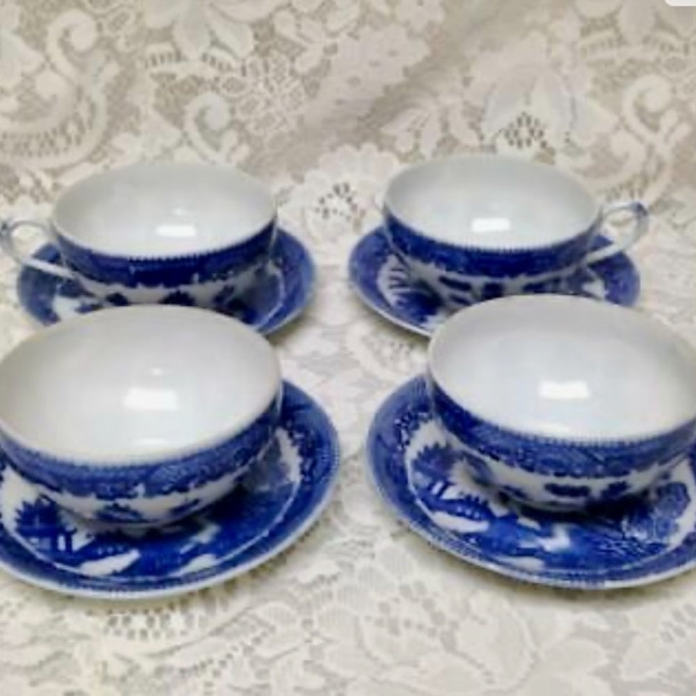 Vintage, 1947-1952, Occupied Japan, Blue Willow, 10pc Tea Set for 4