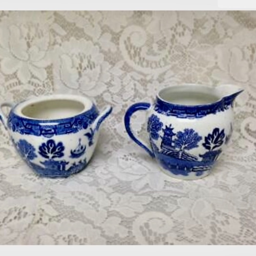 Antique Allerton Ltd., , England, 17pc Blue Willow Demitasse Tea Set