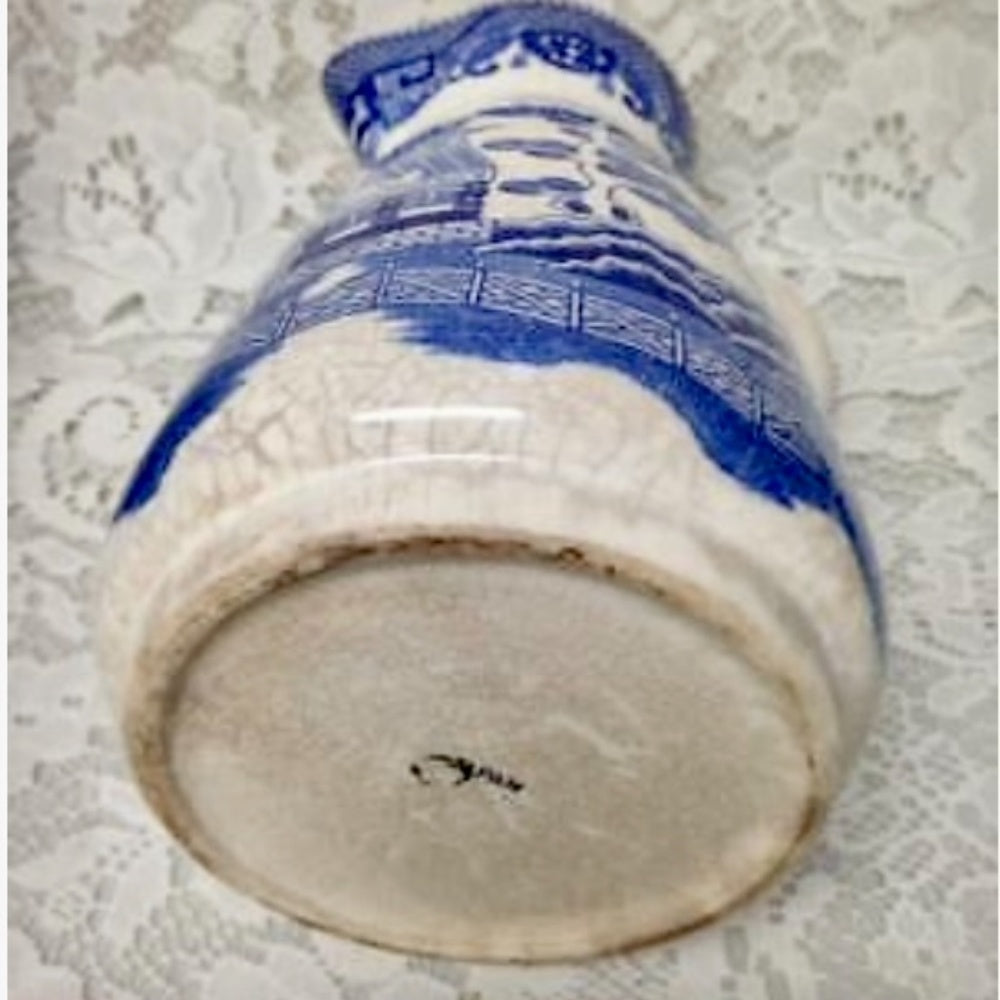Vintage, Rare Made in Japan, Large, 8.5in x 7.5in Blue Willow Carafe with Warmer
