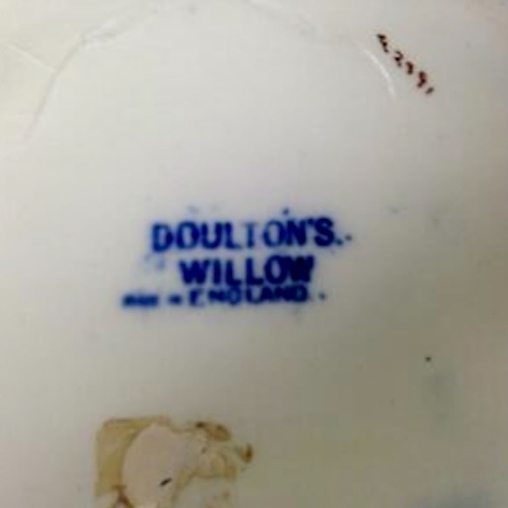 Antique, Rare, Royal Doulton England, Flow Blue Willow, Large 75oz Ewer-Pitcher