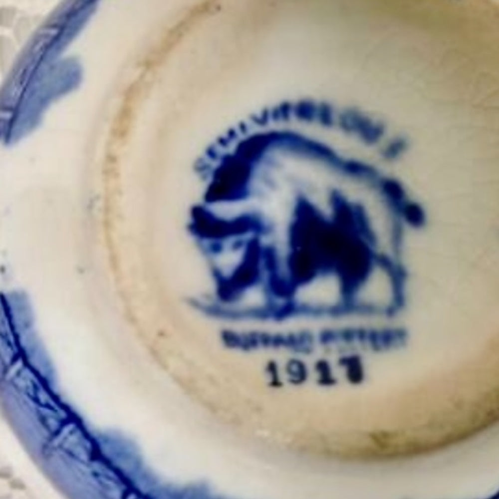 Vintage, Rare, Buffalo Pottery, 12-pc Blue Willow Snack-Dinner Set