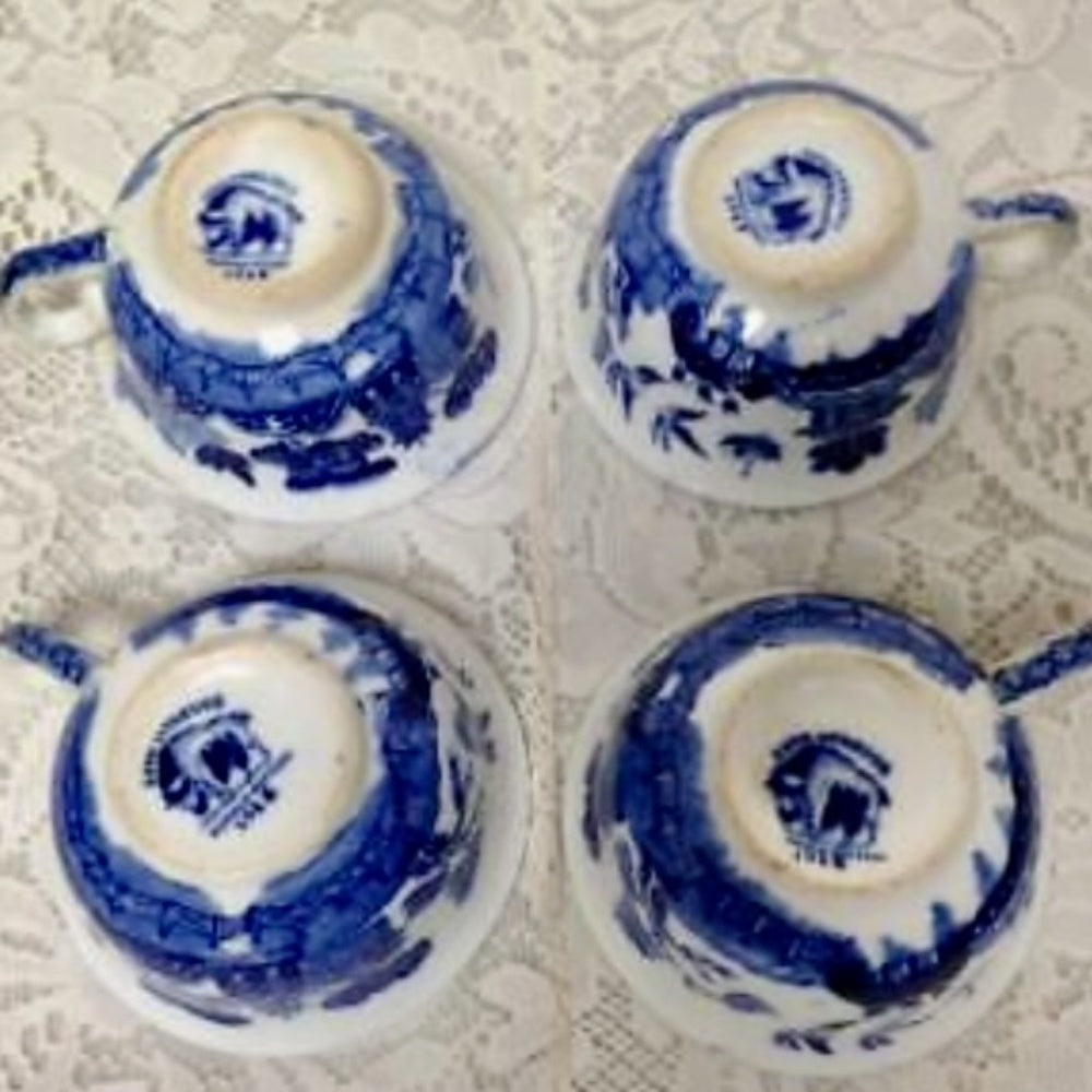 Vintage, Rare, Buffalo Pottery, 12-pc Blue Willow Snack-Dinner Set