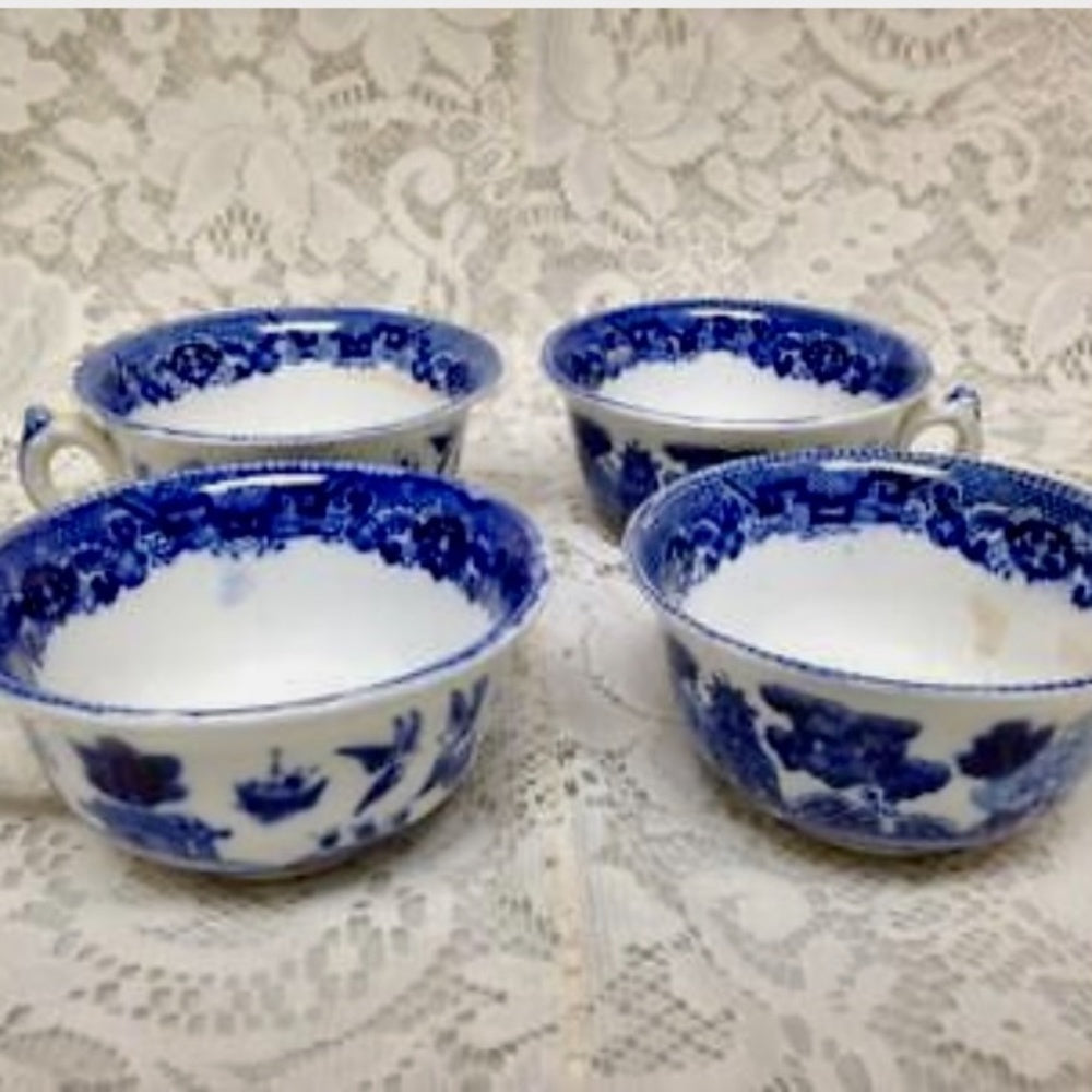Vintage, Rare, Buffalo Pottery, 12-pc Blue Willow Snack-Dinner Set