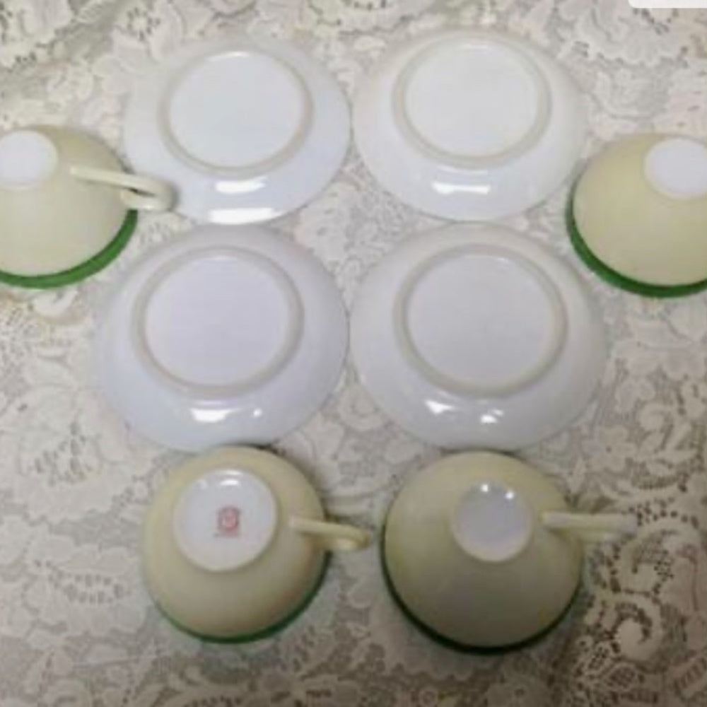 Antique Noritake Moriyama Polychrome- Variant Blue Willow, 13pc Tea Set