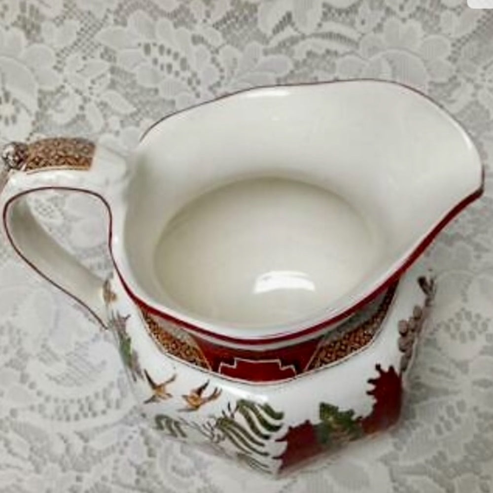 Antique, Wegdwood, English, Polychrome Willow, 32oz Pitcher- 6.5in W x 6in H