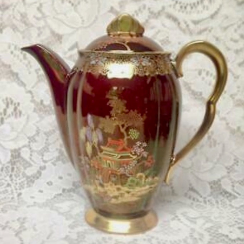 Vintage, Carlton Ware, Variant Polychrome Willow, 13pc Tea Set for 4