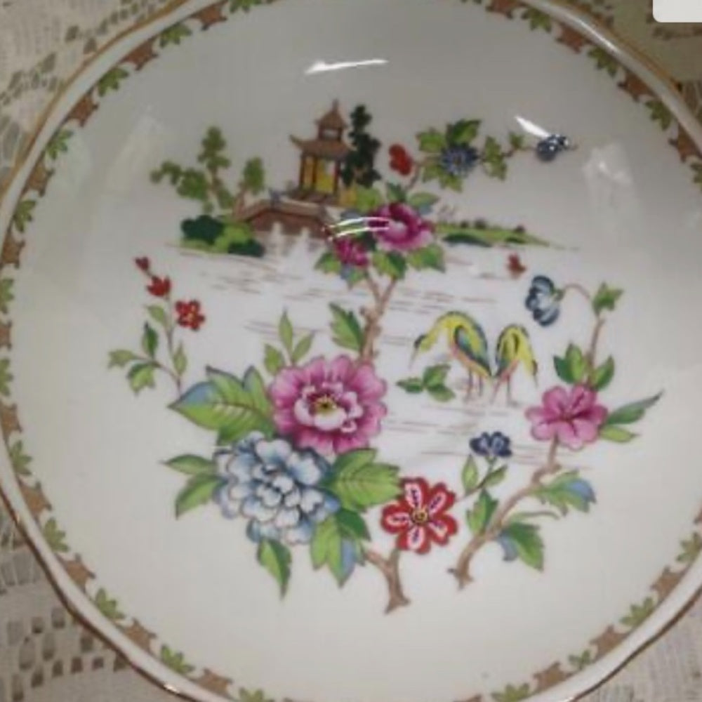 Vintage, Crown Staffordshire Polychrome, Variant Willow 6pc, Dessert Set