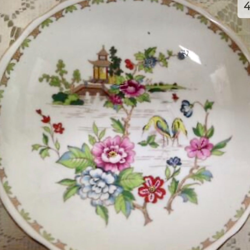 Vintage, Crown Staffordshire Polychrome, Variant Willow 6pc, Dessert Set