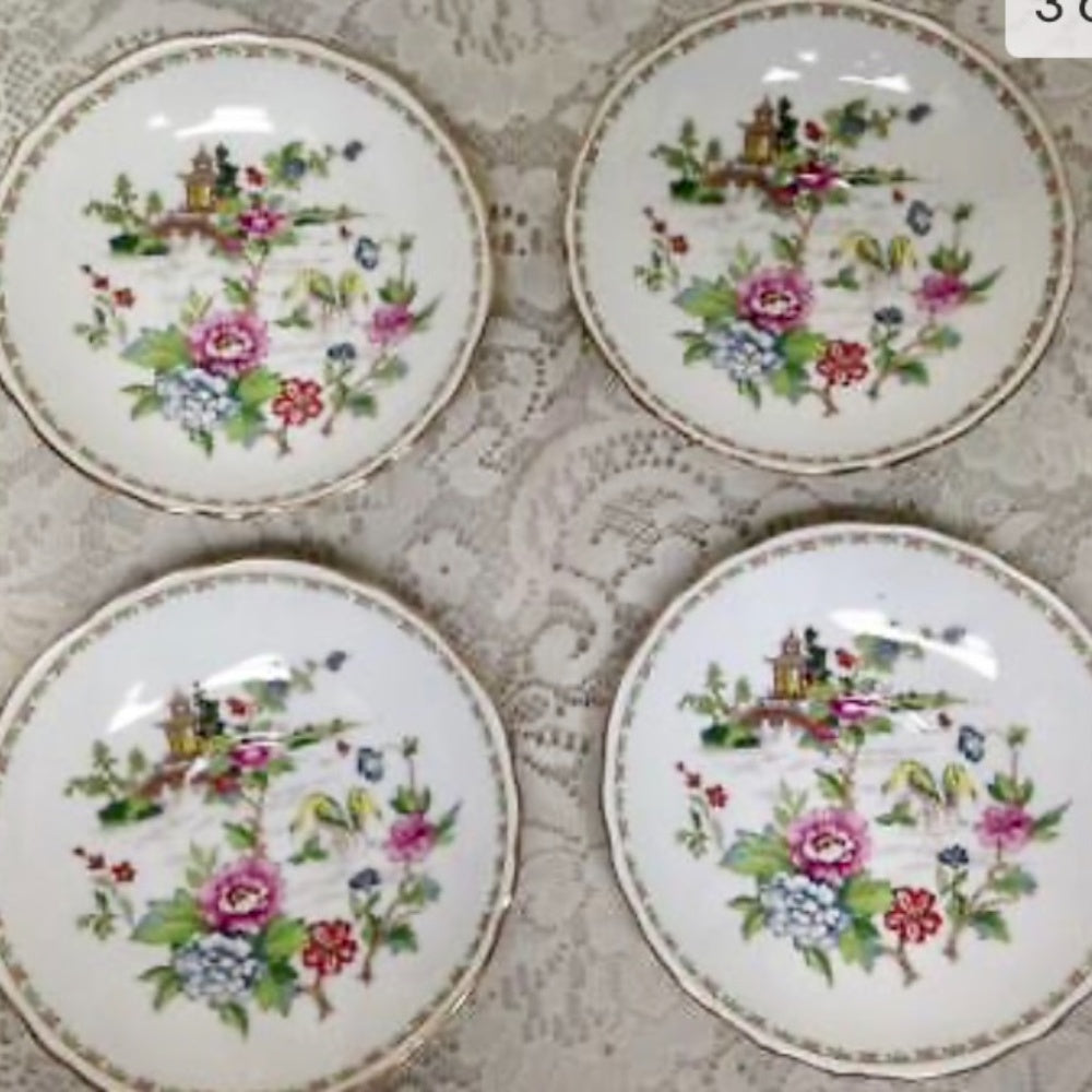 Vintage, Crown Staffordshire Polychrome, Variant Willow 6pc, Dessert Set