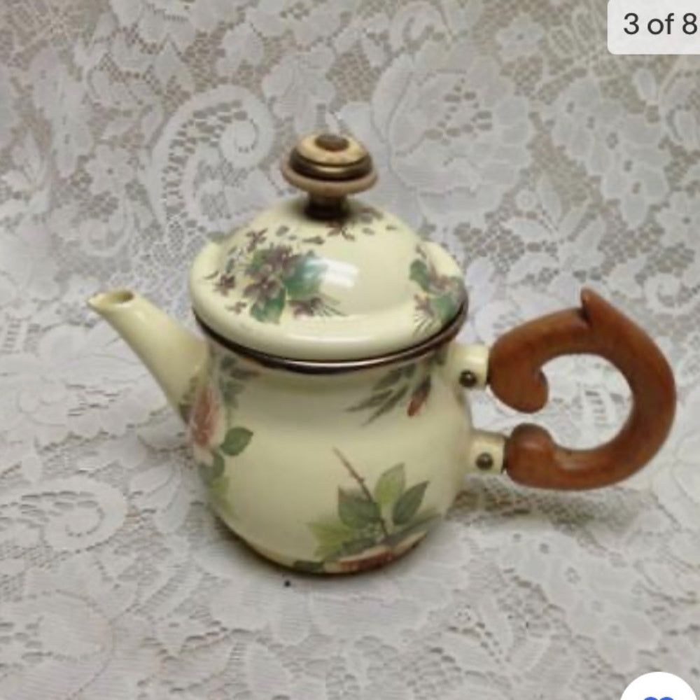 1995 Camp MacKenzie Childs Ltd., Yellow Floral Enamelware, 3pcTea Set
