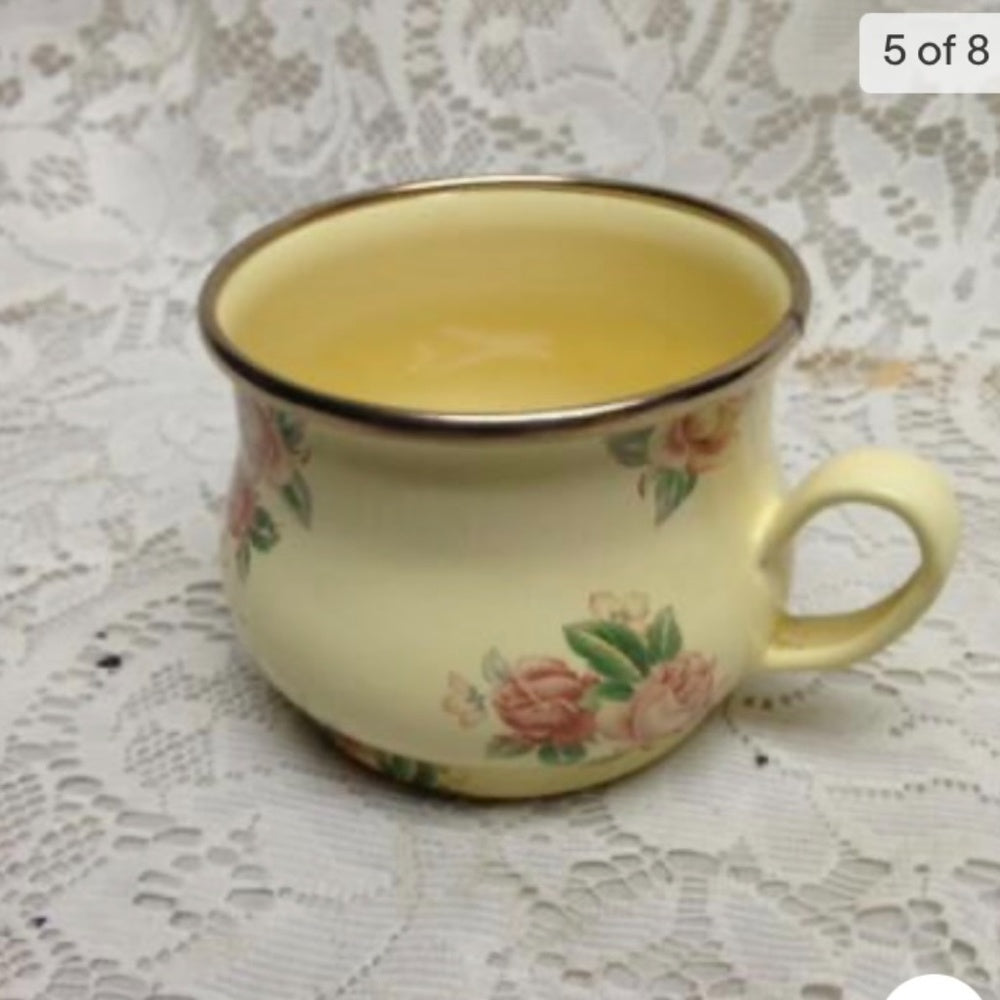 1995 Camp MacKenzie Childs Ltd., Yellow Floral Enamelware, 3pcTea Set