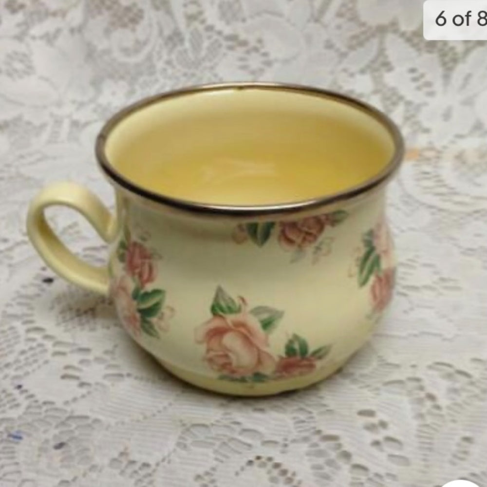 1995 Camp MacKenzie Childs Ltd., Yellow Floral Enamelware, 3pcTea Set