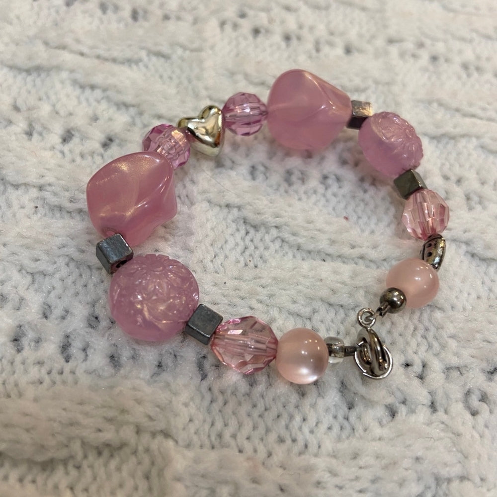 2pc Small Pink Beaded Bracelets