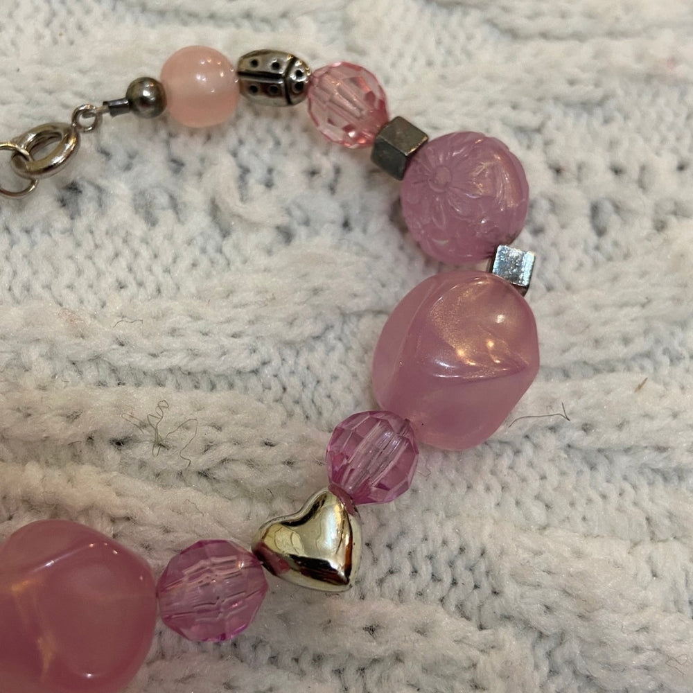 2pc Small Pink Beaded Bracelets