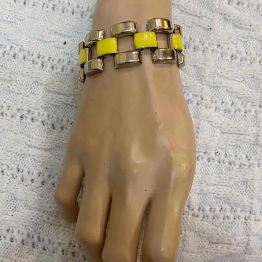 Yellow Enamel Hinged Bangle