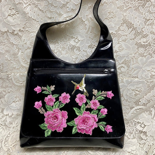 Gucci Black Enamel Patent Leather Shoulder Bag