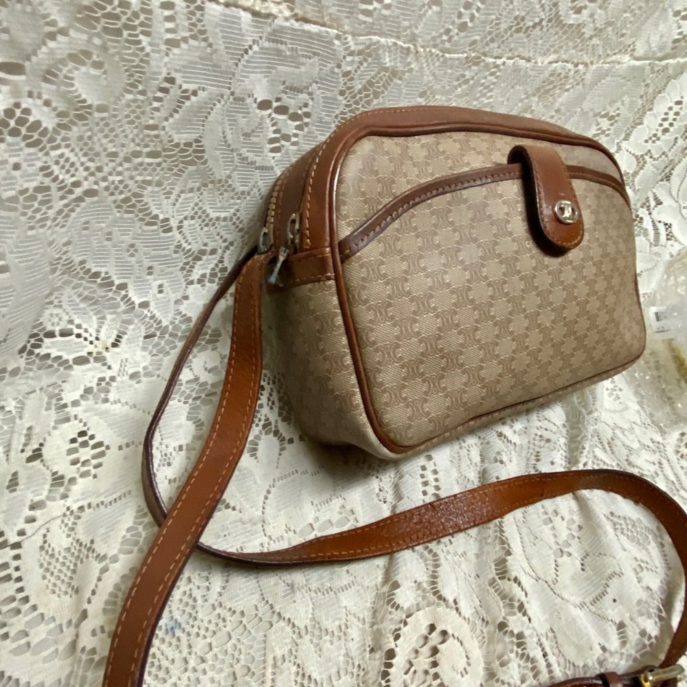 Celine, Cream Macadam Crossbody Handbag