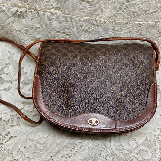 Celine, Brown Macadam Shoulder Handbag