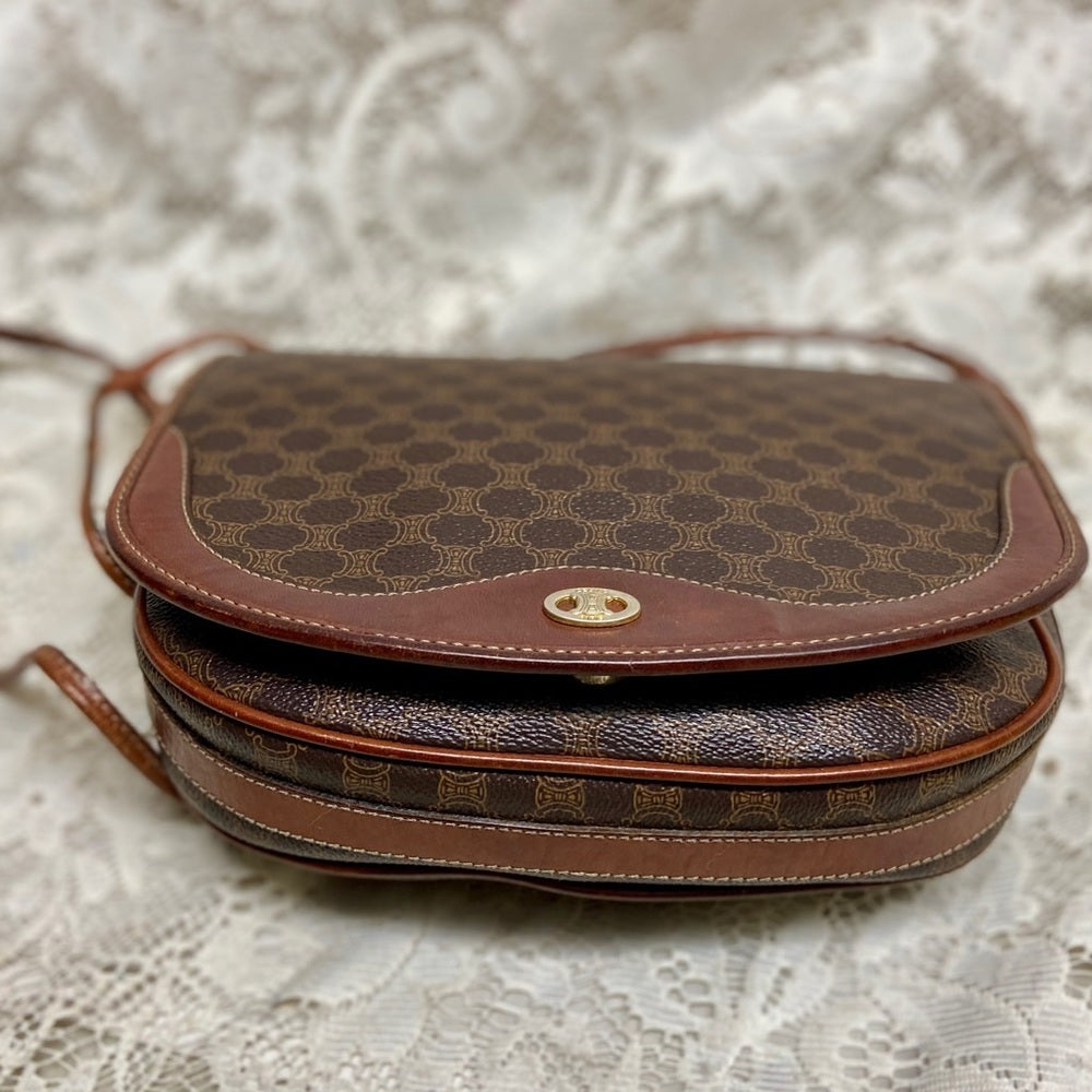 Celine, Brown Macadam Shoulder Handbag