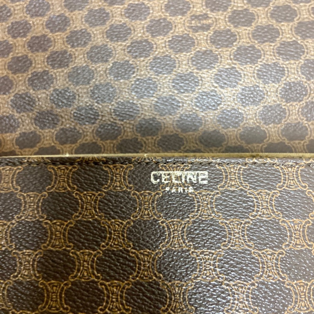 Celine, Brown Macadam Shoulder Handbag
