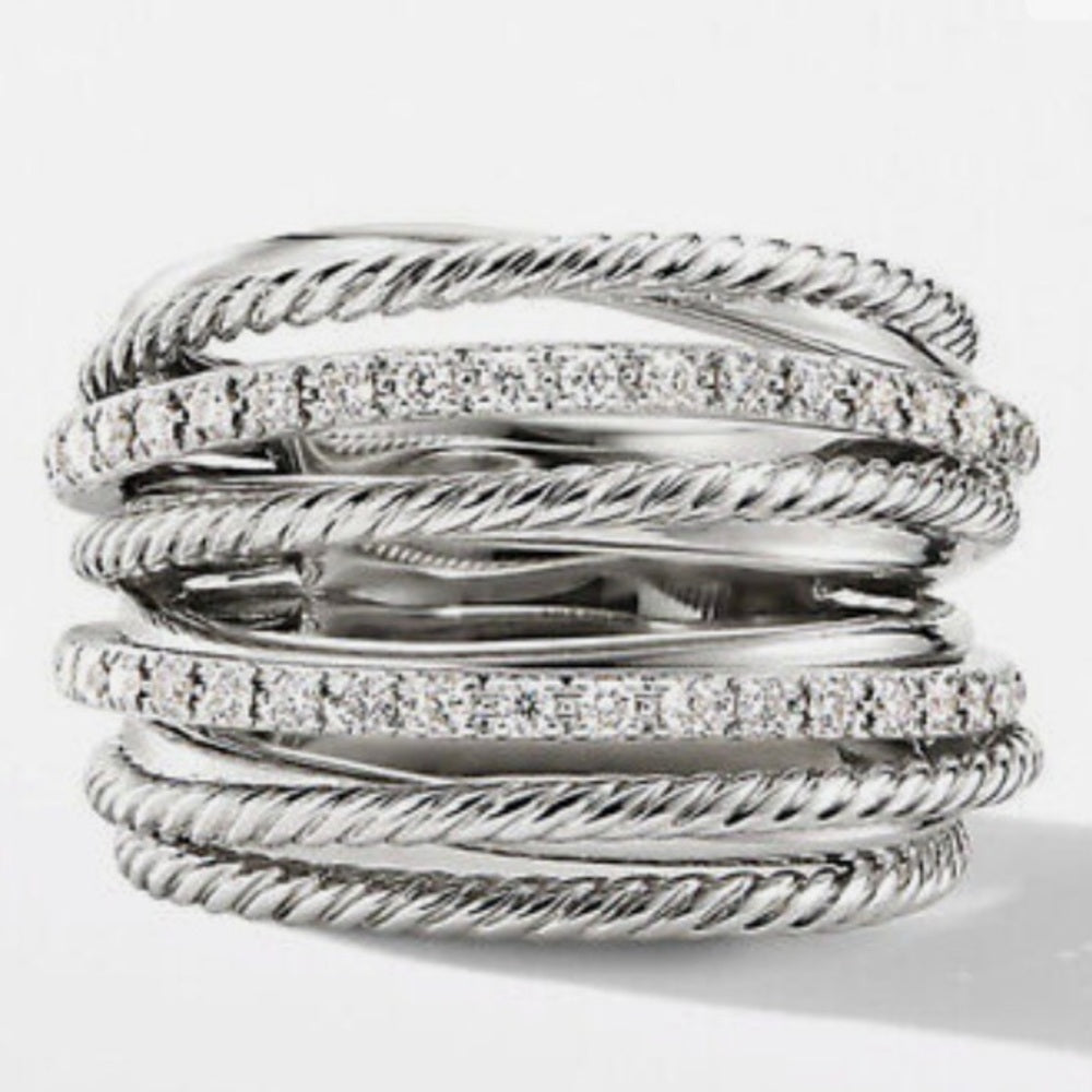 Infinity Faux Diamonds-Cubic Zirconia 925 Silver Filled Ring