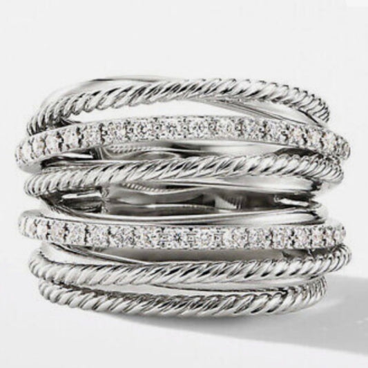 Infinity Faux Diamonds-Cubic Zirconia 925 Silver Filled Ring