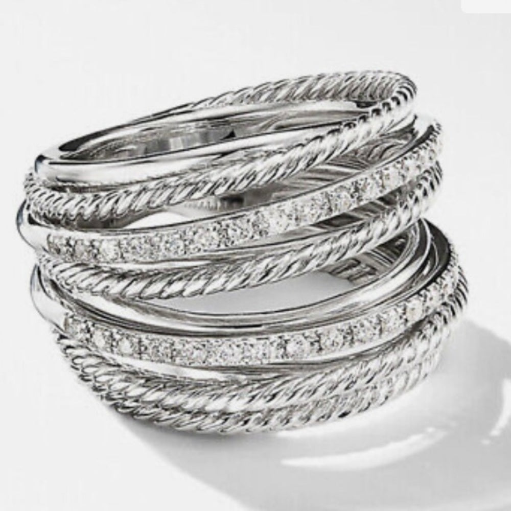 Infinity Faux Diamonds-Cubic Zirconia 925 Silver Filled Ring