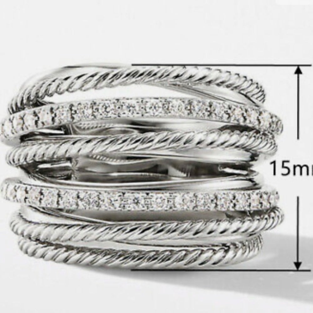 Infinity Faux Diamonds-Cubic Zirconia 925 Silver Filled Ring