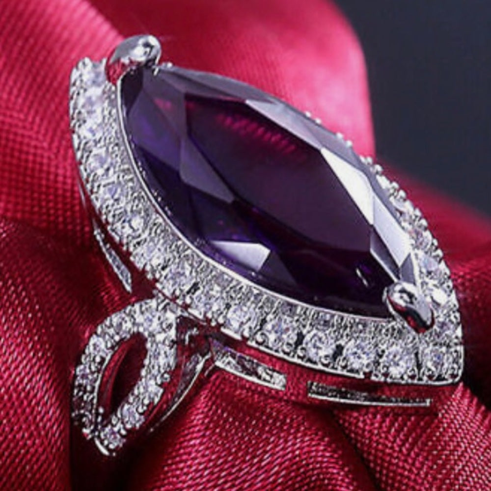 Amethyst Cubic Zirconia 925 Silver Ring