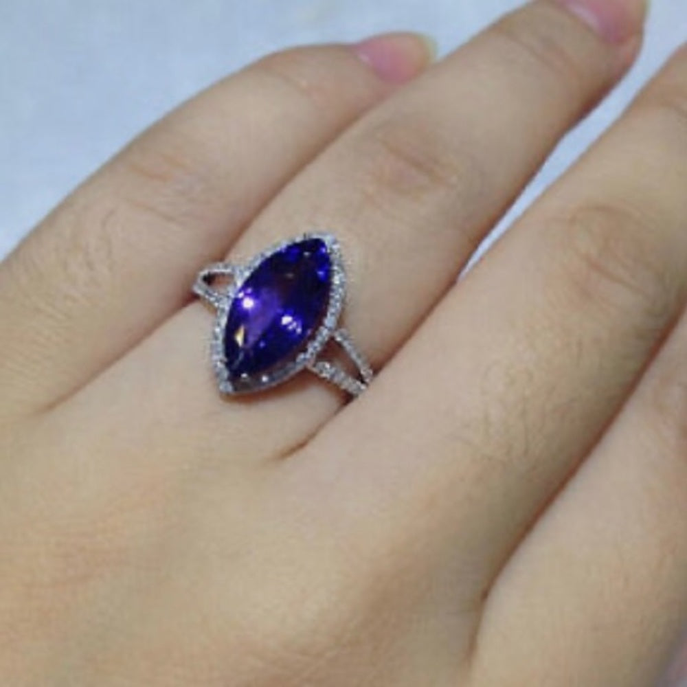 Amethyst Cubic Zirconia 925 Silver Ring