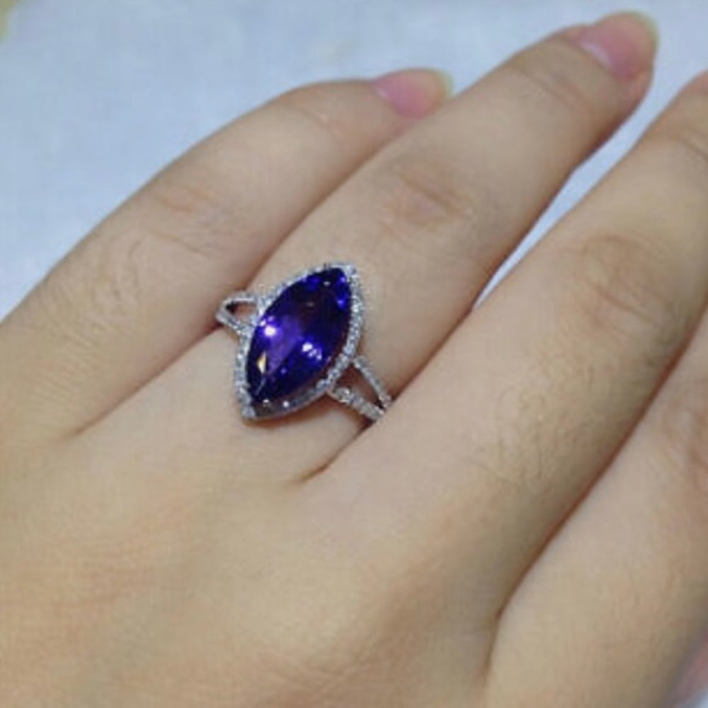 Amethyst Cubic Zirconia 925 Silver Ring
