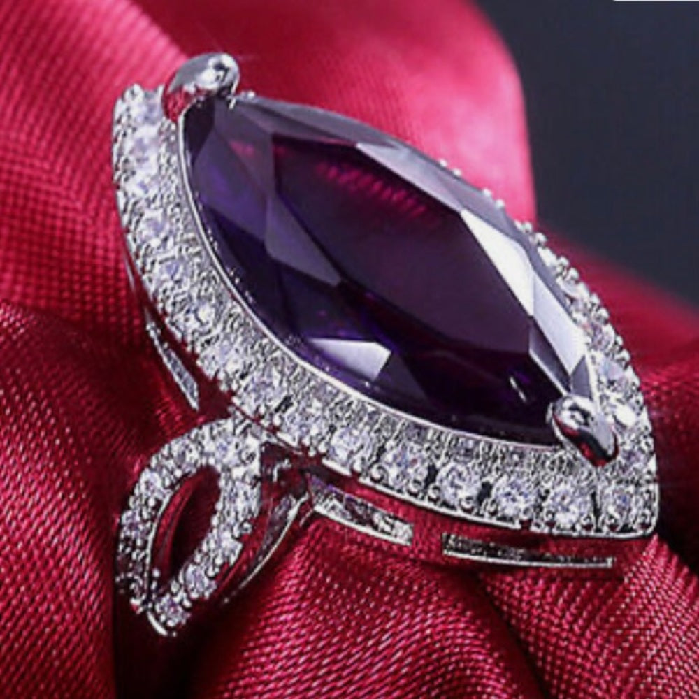 Amethyst Cubic Zirconia 925 Silver Ring