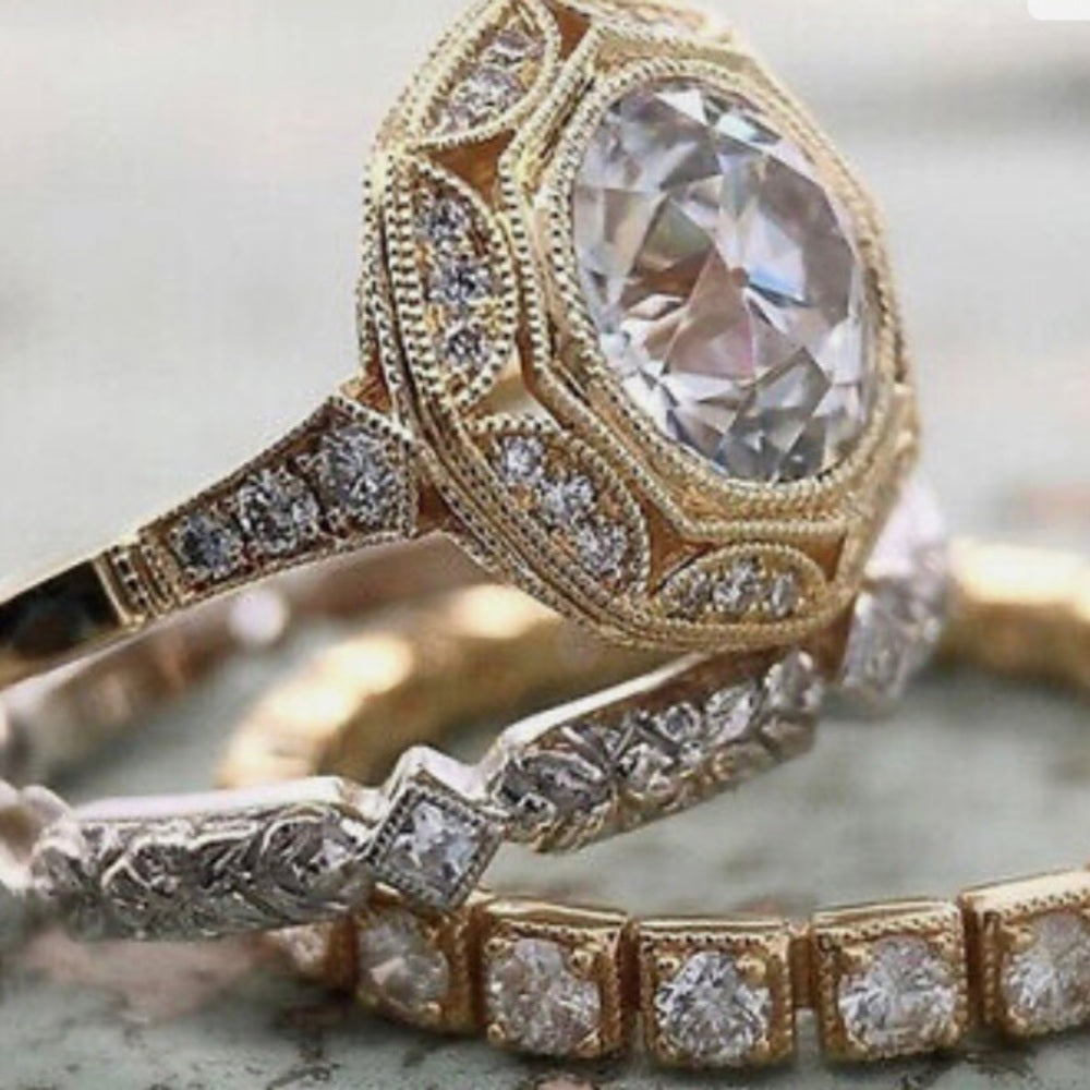 3pc Cubic Zirconia Goldplated Rings