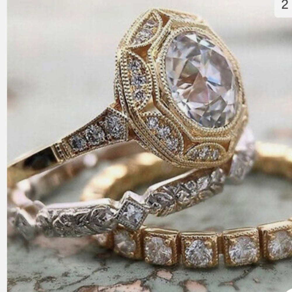 3pc Cubic Zirconia Goldplated Rings