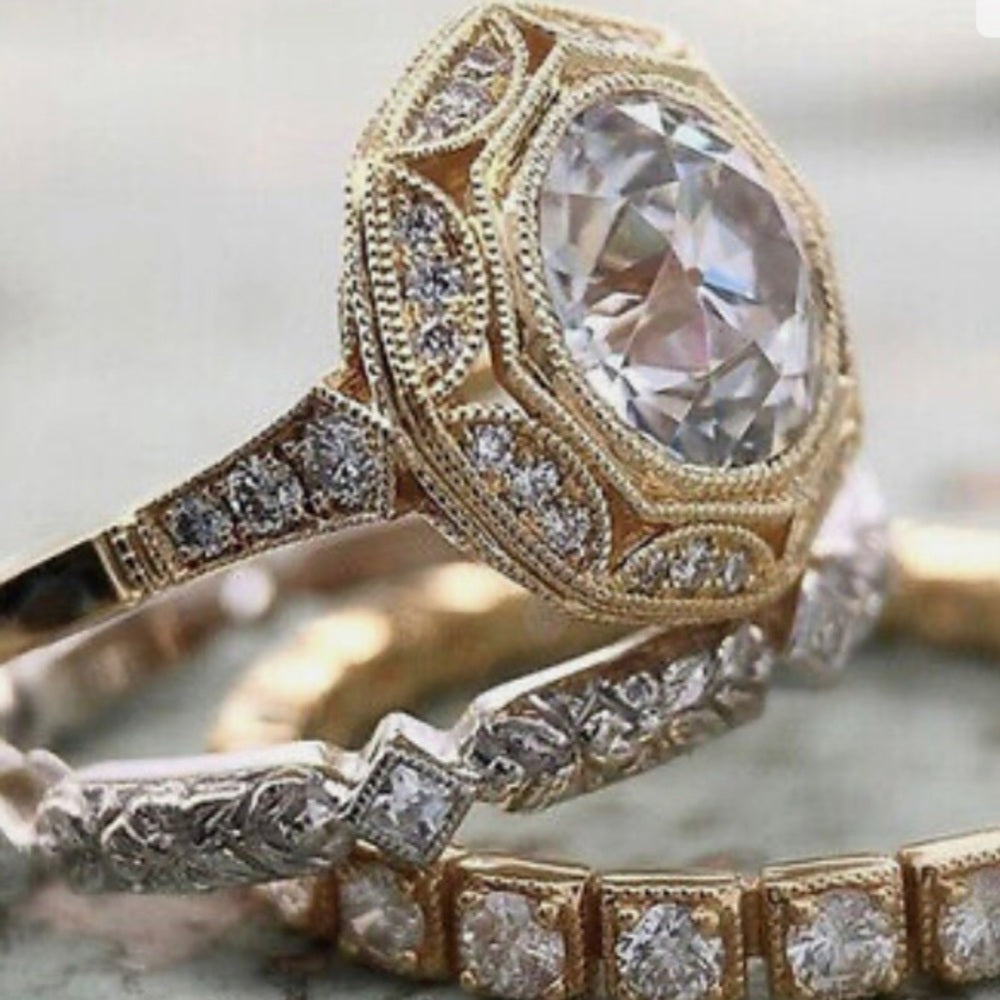 3pc Cubic Zirconia Goldplated Rings