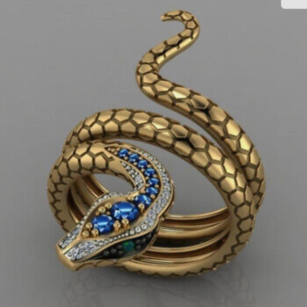 Snake Cubic Zirconia Gold Plated Ring
