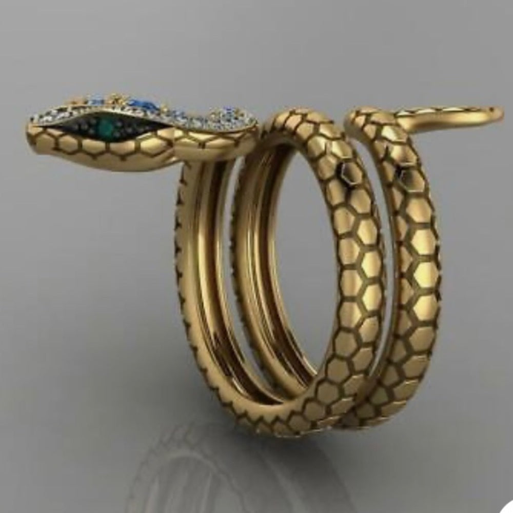 Snake Cubic Zirconia Gold Plated Ring