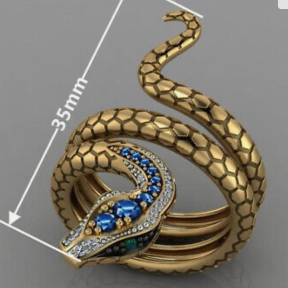 Snake Cubic Zirconia Gold Plated Ring