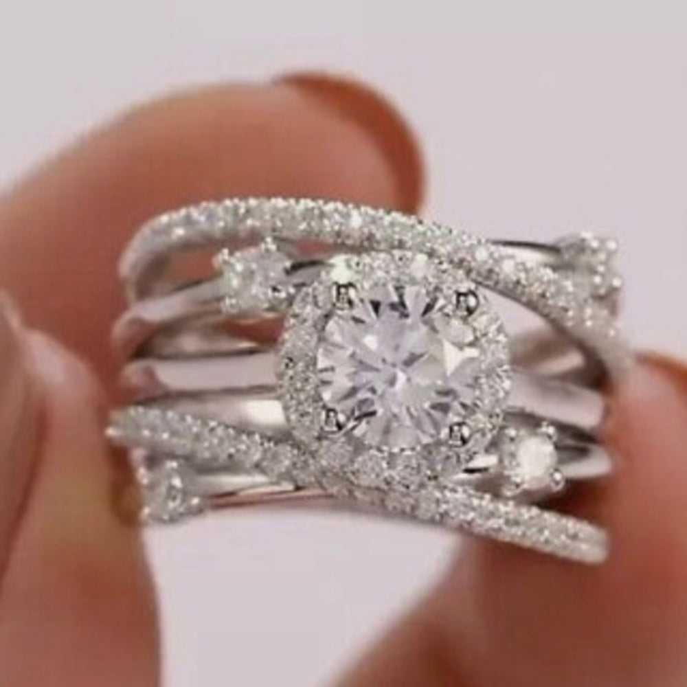 Faux Diamonds- Cubic Zirconia 925 Silver Filled Ring