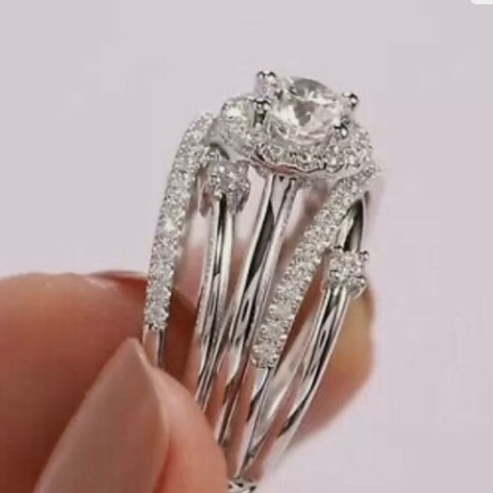 Faux Diamonds- Cubic Zirconia 925 Silver Filled Ring
