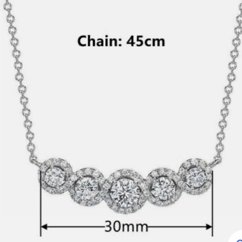 Faux Diamonds-Cubic Zirconia 925 Silver Filled Chain Necklace