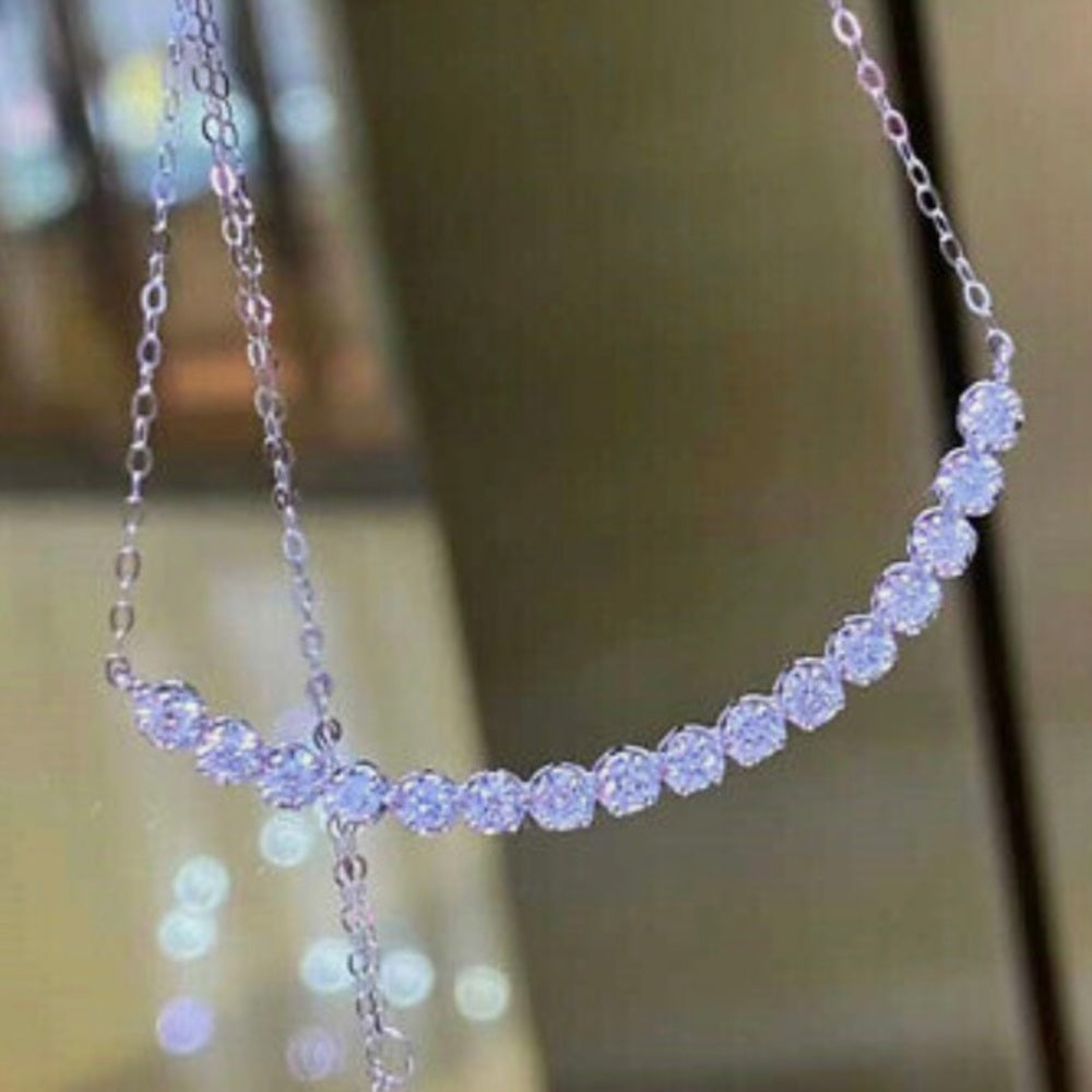 Faux Diamonds-Cubic Zirconia 925 Silver Filled Chain Necklace