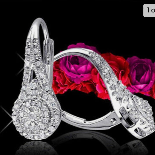 Faux Diamond Cubic Zirconia 925 Silver Filled Stud Dangling Earrings