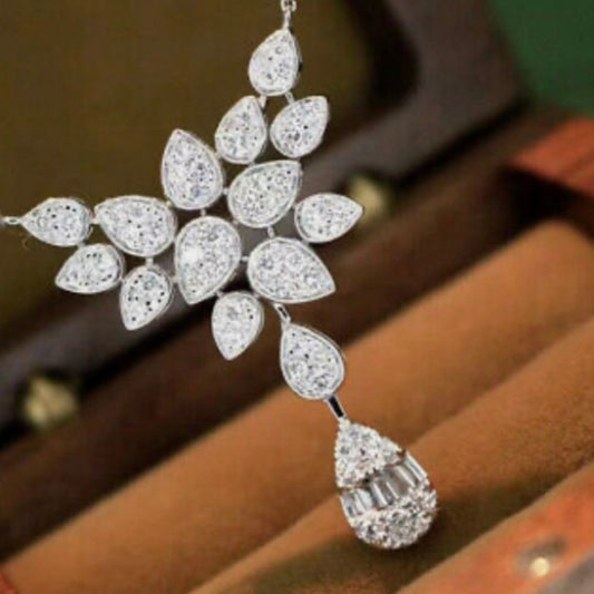 Faux Diamonds-Cubic Zirconia 925 Silver Filled Chain Necklace