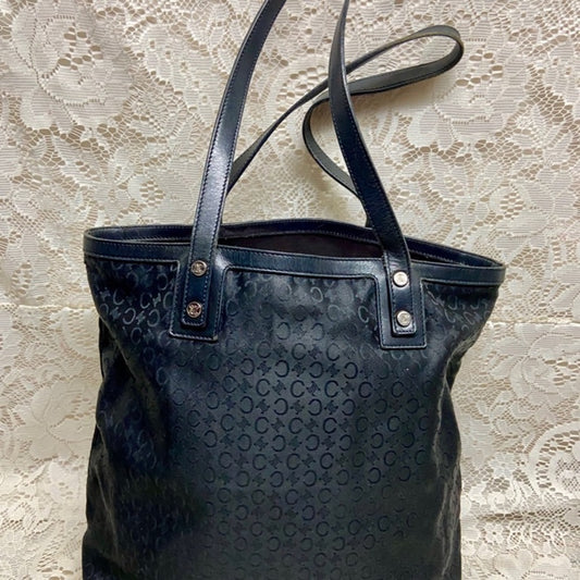 Celine, Nylon-Leather Trim Handbag 12in x 10in x 4in