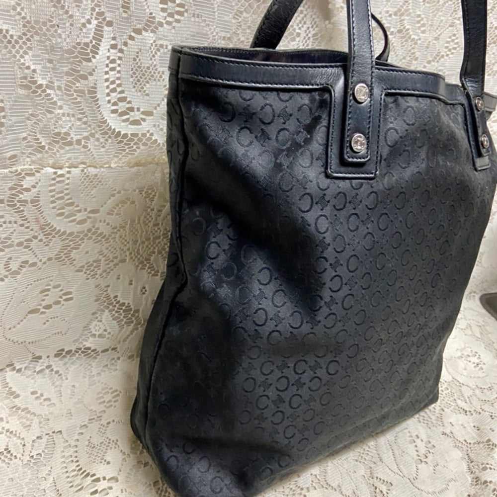 Celine, Nylon-Leather Trim Handbag 12in x 10in x 4in